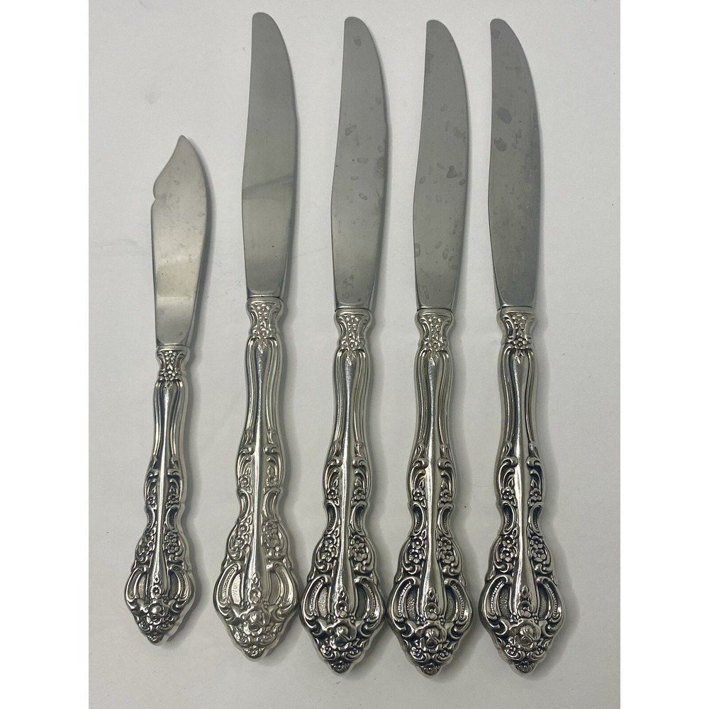 Michelangelo Oneida Heirloom Cube Glossy Stainless Dinner Knives & Butter Knife